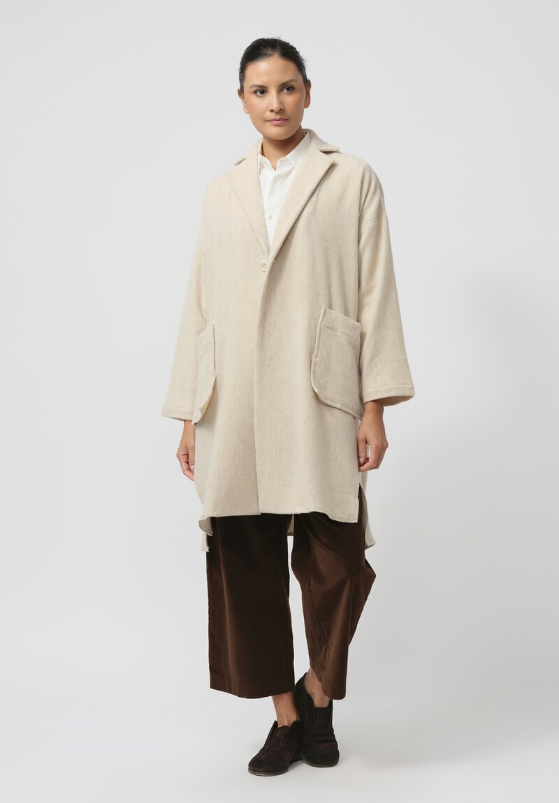 Kaval Soft Woven Stole Coat in Natural	