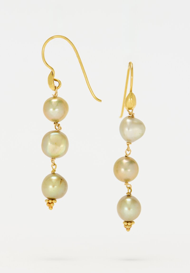 Greig Porter 18K, 3 Pearl Drop Earrings	