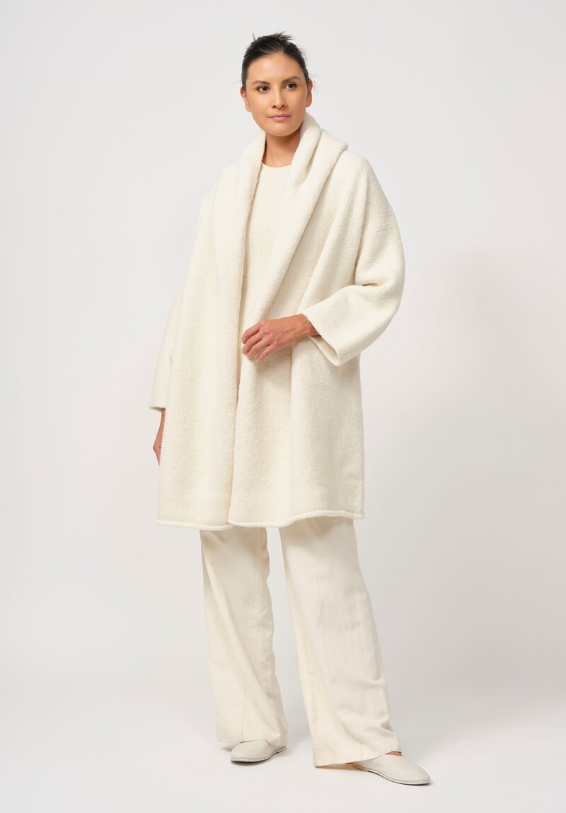 Lauren Manoogian Alpaca Capote Coat in Raw White	