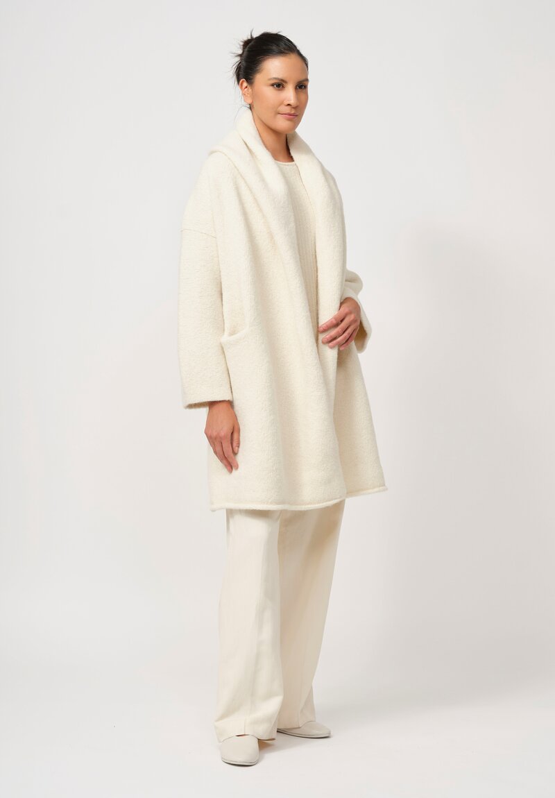 Lauren Manoogian Alpaca Capote Coat in Raw White	