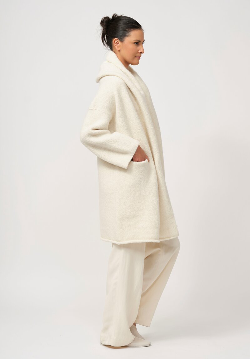 Lauren Manoogian Alpaca Capote Coat in Raw White	