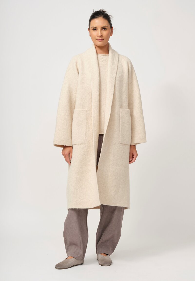 Lauren Manoogian Double Face Long Coat in Alabaster Cream	