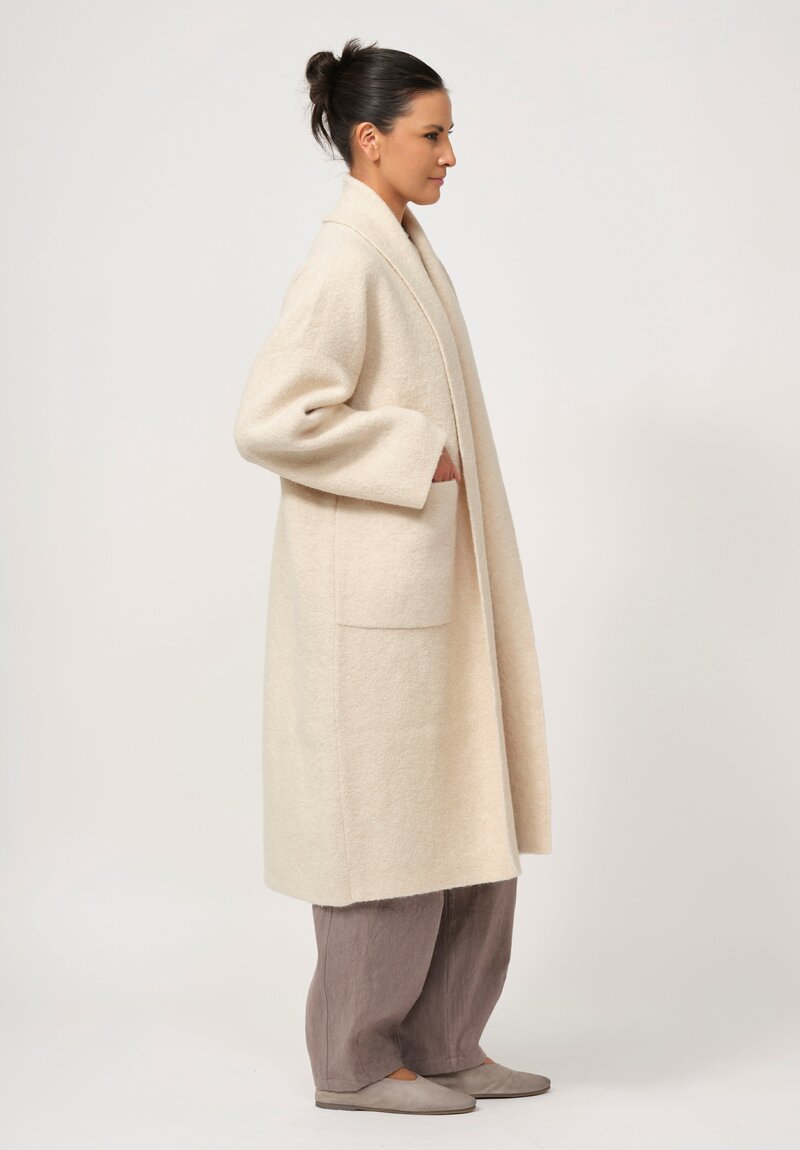 Lauren Manoogian Double Face Long Coat in Alabaster Cream	