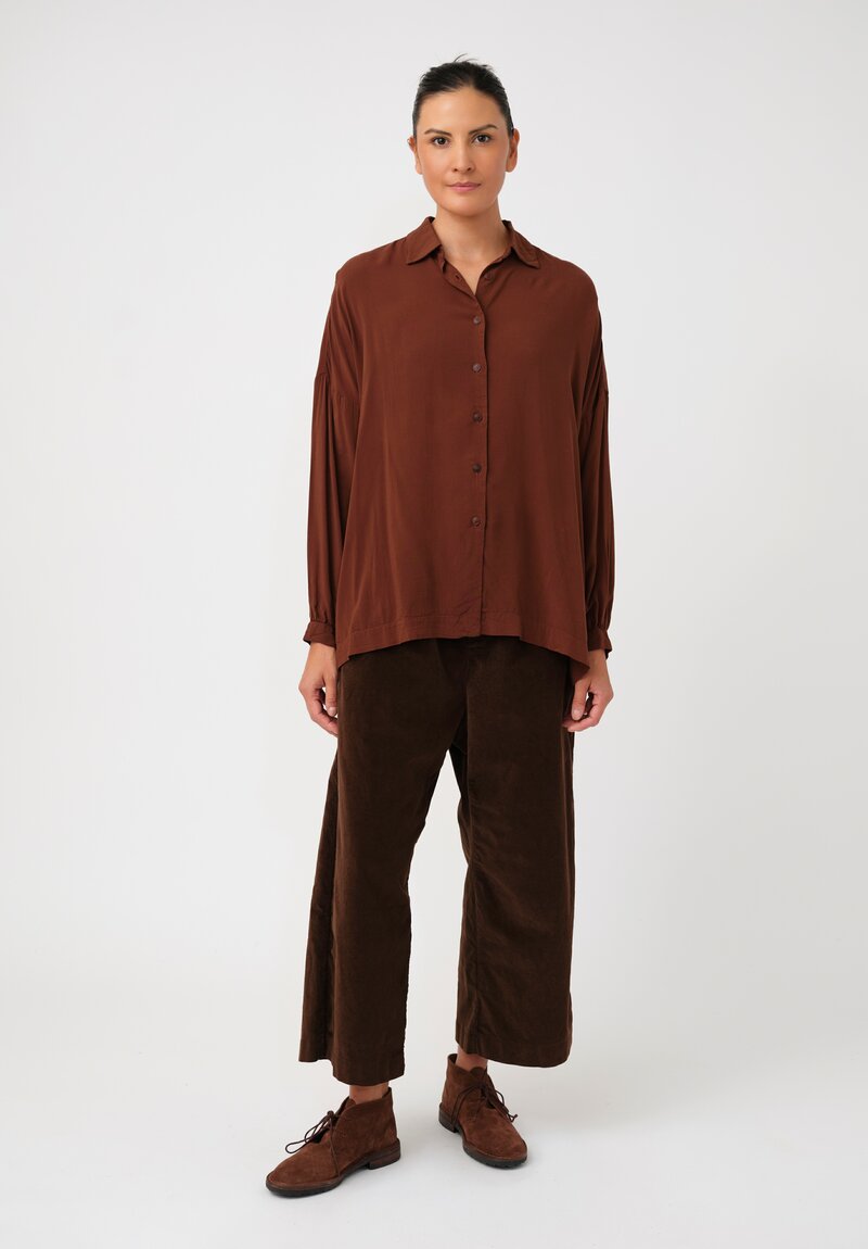 Album di Famiglia Cotton Velvet Wide & Short Pants in Coffee Brown