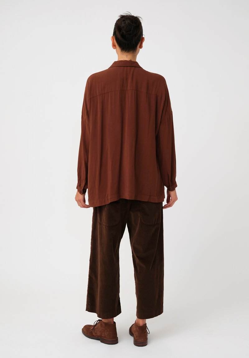 Album di Famiglia Cotton Velvet Wide & Short Pants in Coffee Brown