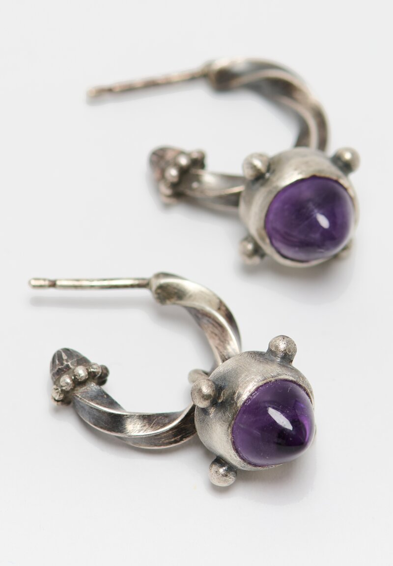 Miranda Hicks Finial Hoops with Amethyst Bullets	