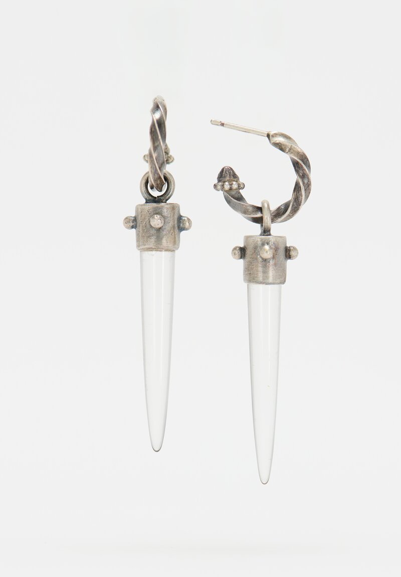 Miranda Hicks Finial Hoops with Rock Crystal Bullets	