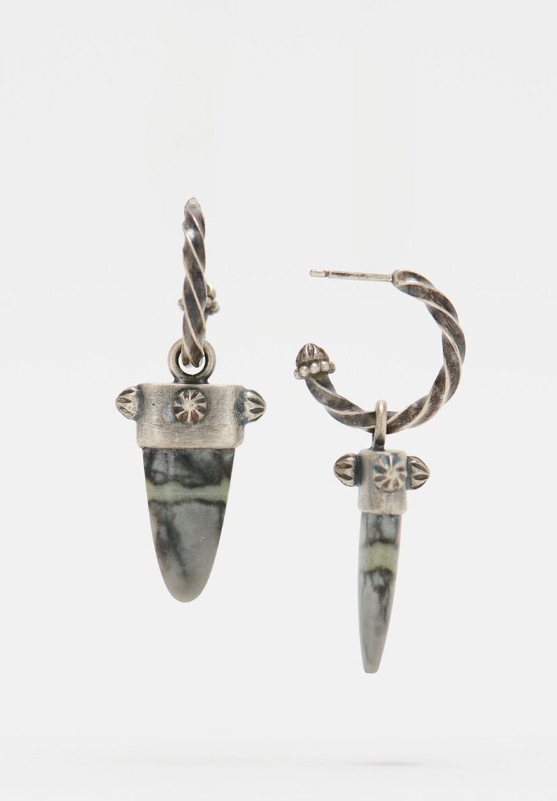 Miranda Hicks Finial Hoops with Picasso Marble Drops	