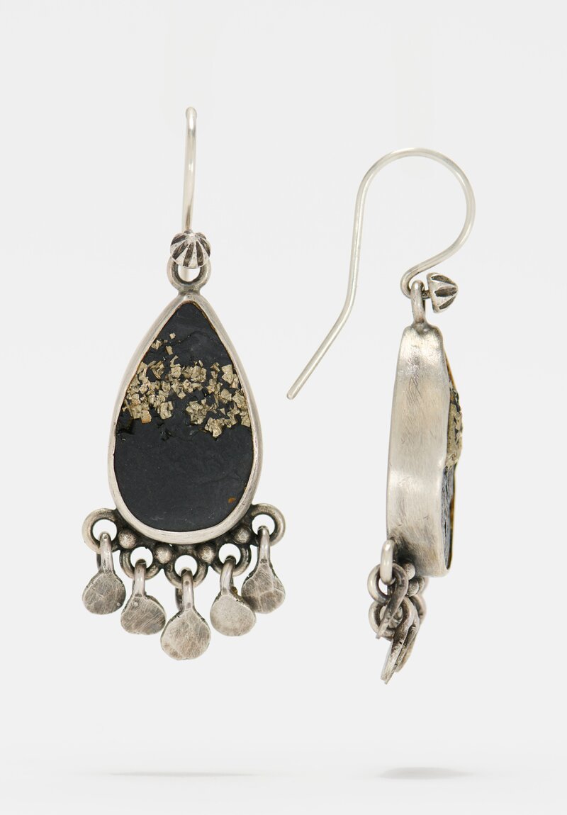 Miranda Hicks Sterling, Pyrite & Slate Dangle Earrings	