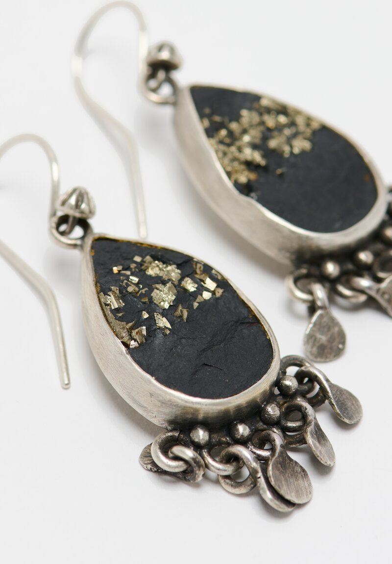 Miranda Hicks Sterling, Pyrite & Slate Dangle Earrings	