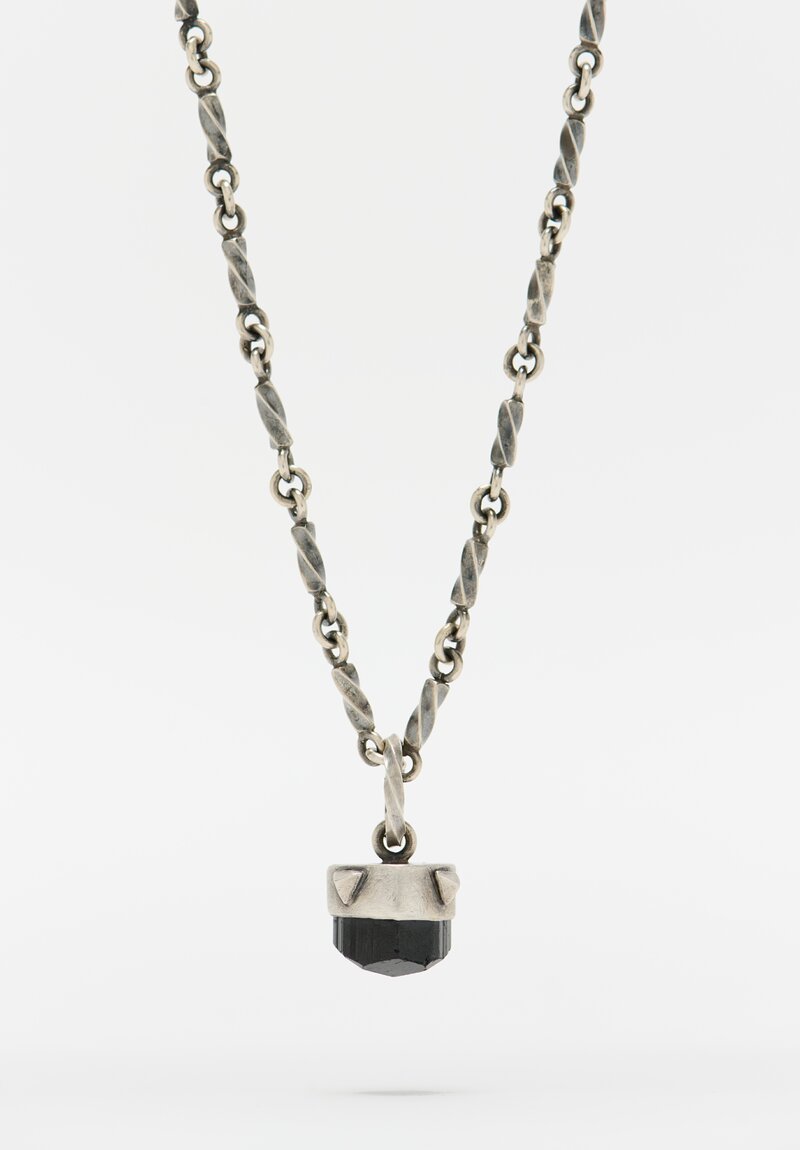 Miranda Hicks Hand-Forged Sterling Chain with Black Tourmaline Pendant	