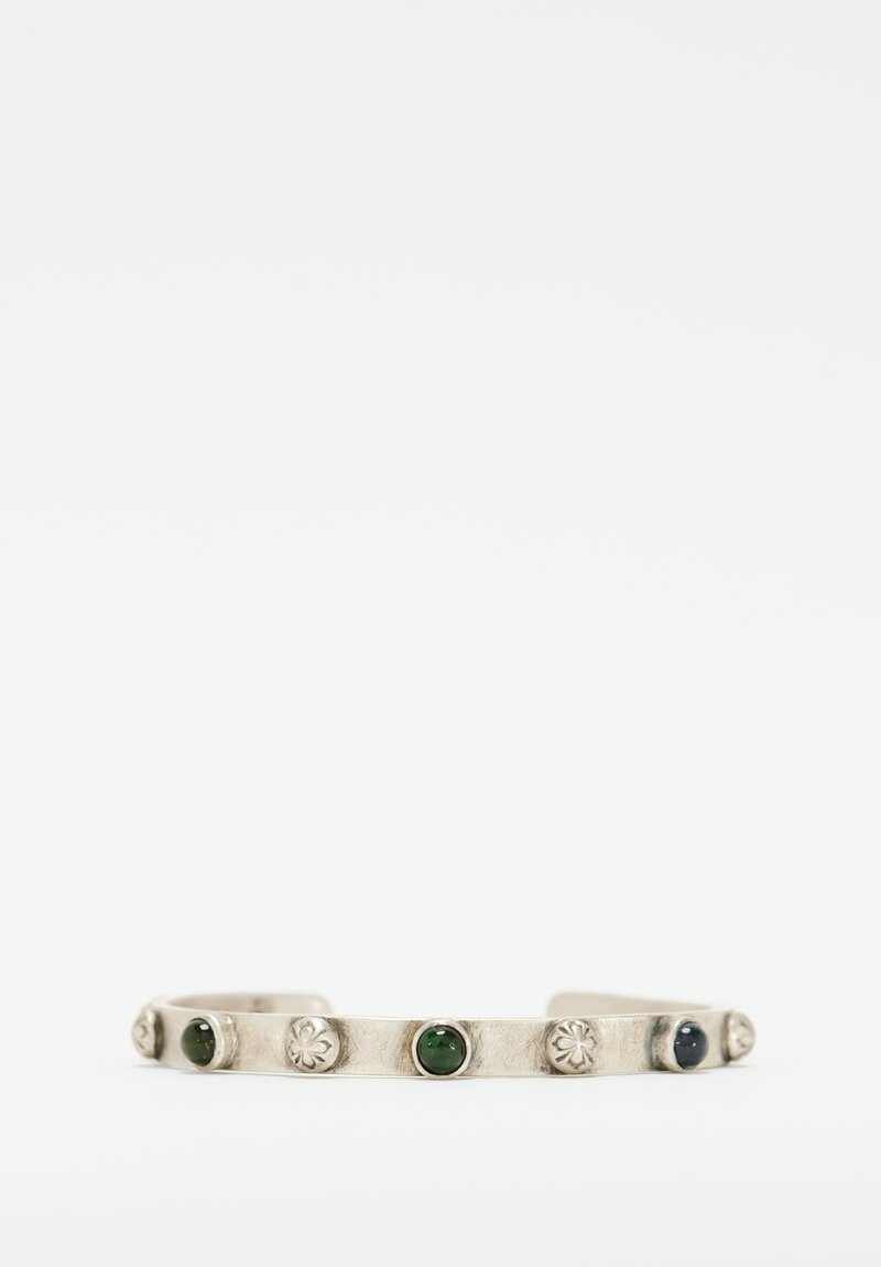 Miranda Hicks Sterling Button & Stone Cuff	