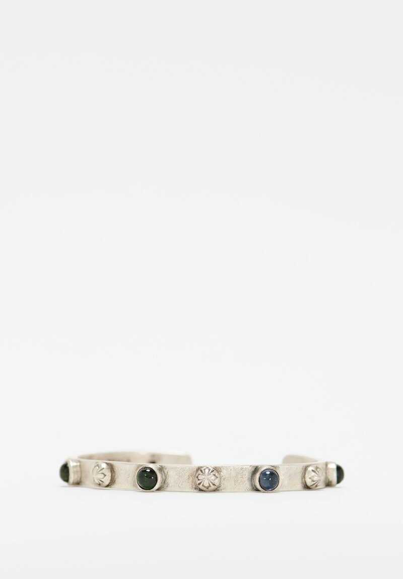 Miranda Hicks Sterling Button & Stone Cuff	