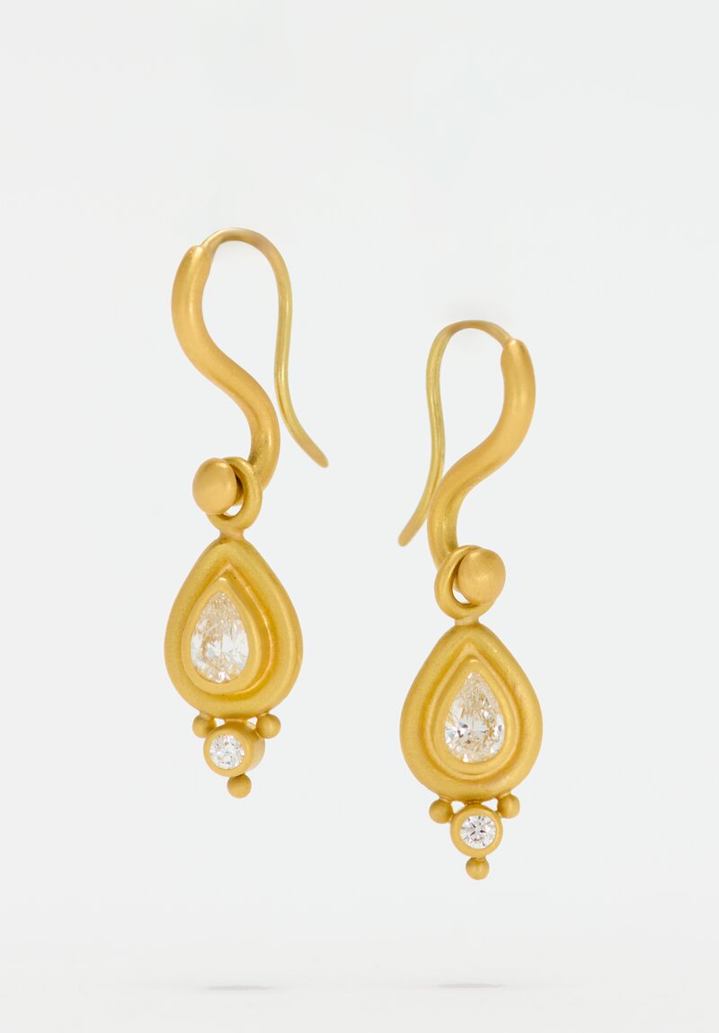 Denise Betesh 22k, Pear Shaped Diamond Drop Earrings	