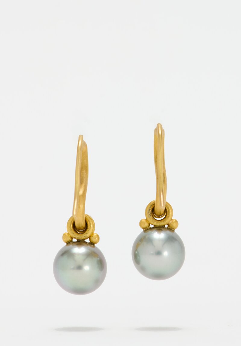 Denise Betesh 22k, Tahitian Pearl Drop Earrings	