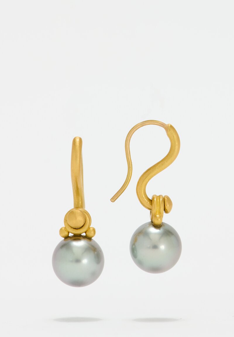 Denise Betesh 22k, Tahitian Pearl Drop Earrings	