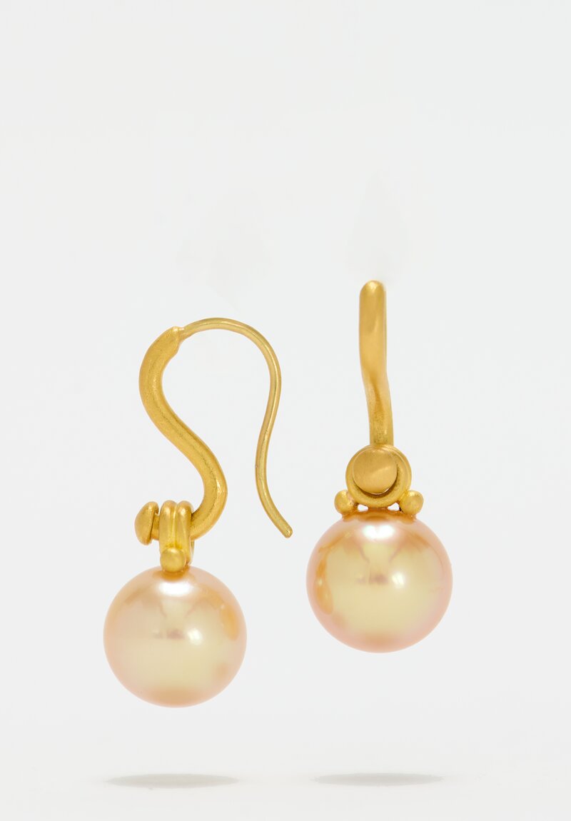 Denise Betesh 22k, Golden South Sea Pearl Earrings	