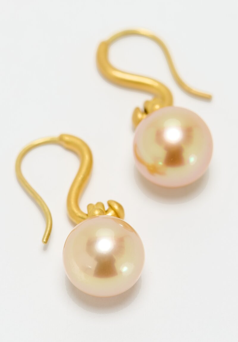 Denise Betesh 22k, Golden South Sea Pearl Earrings	