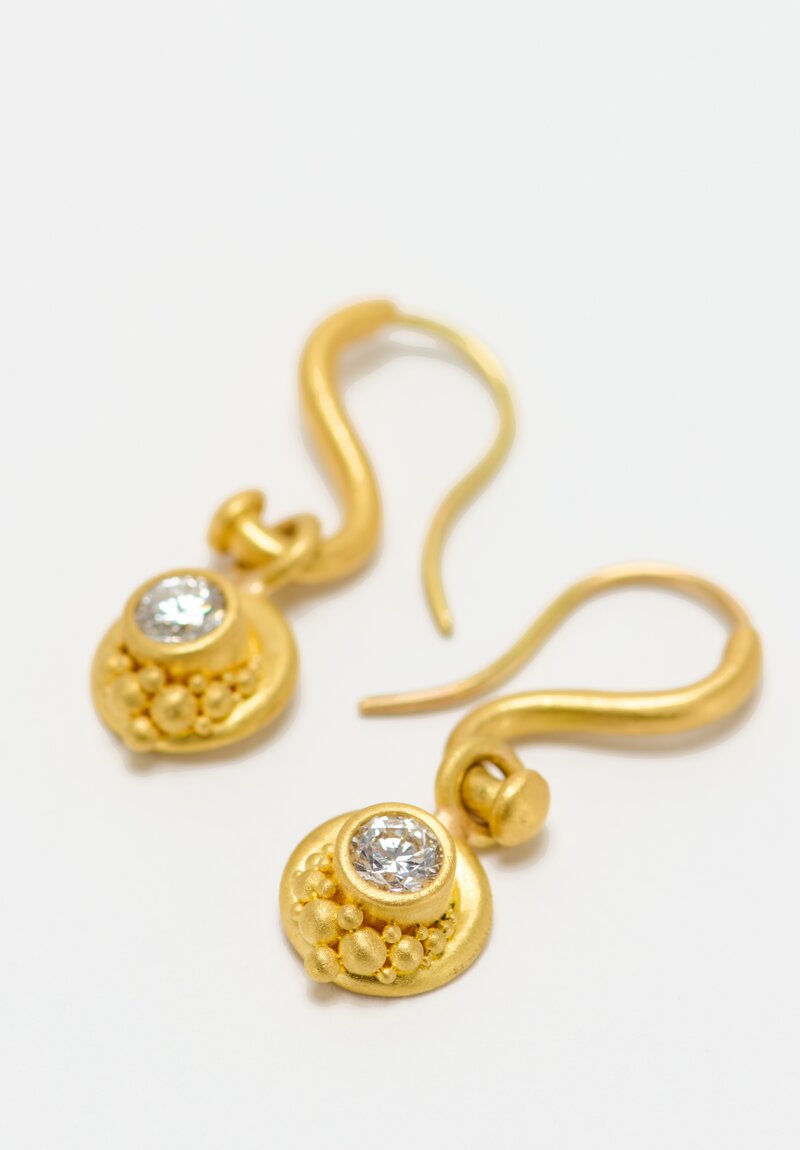 Denise Betesh 22k, Granulated Cluster Earrings Diamonds	