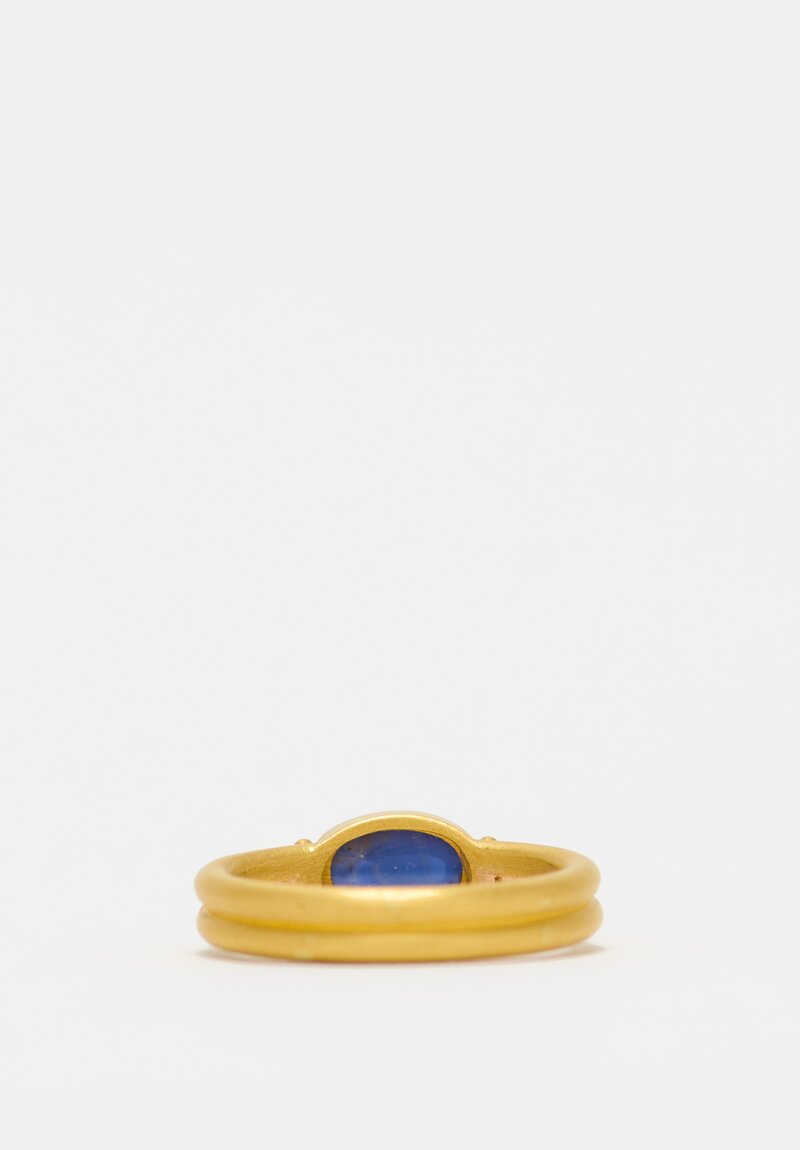 Denise Betesh 22k Granules, Oval Sapphire Cabochon Ring	