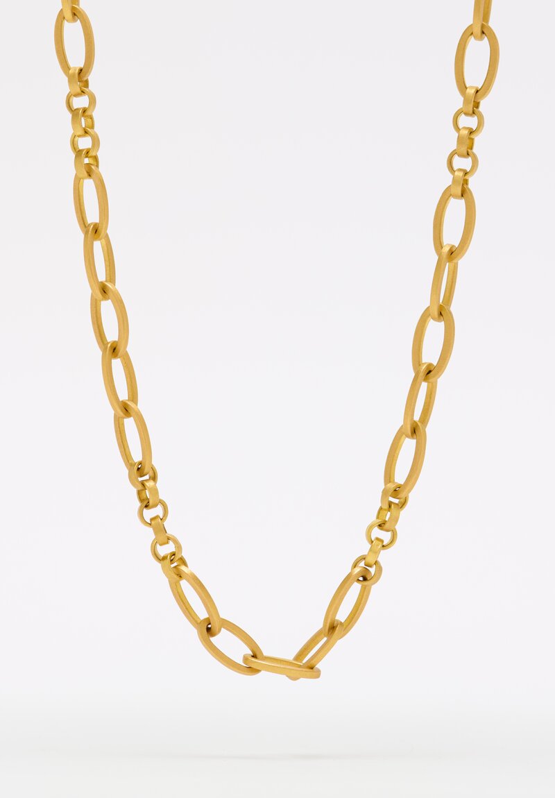 Denise Betesh 22k, Handmade Alternating Links Necklace with Diamonds	