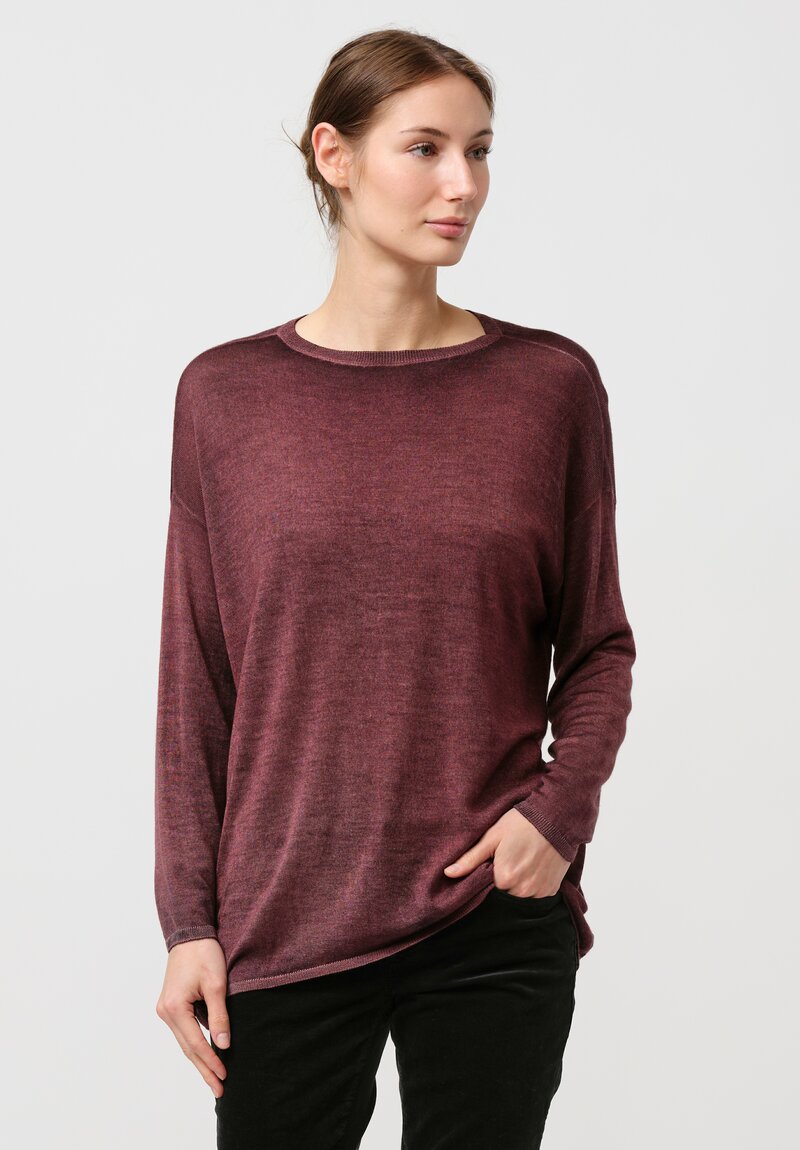 Avant Toi Cashmere & Silk Maglia Barchetta Sweater in Nero Agata Purple	