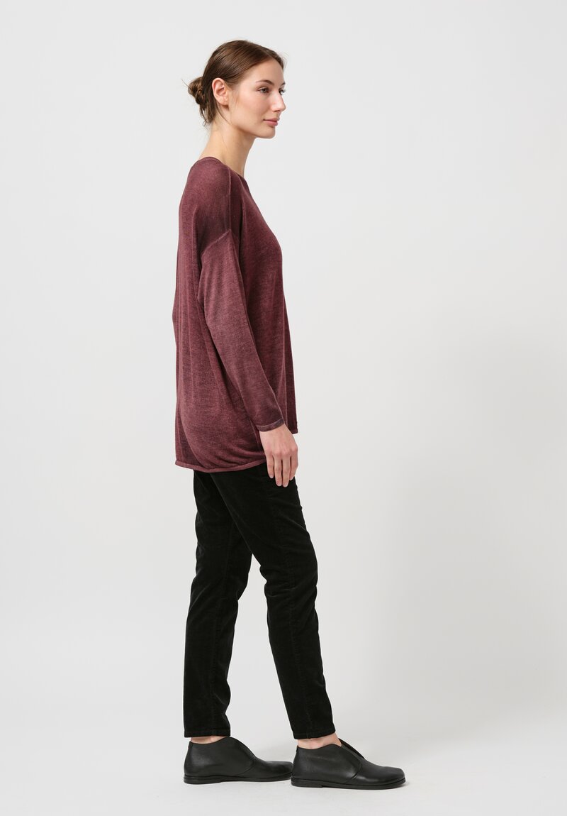 Avant Toi Cashmere & Silk Maglia Barchetta Sweater in Nero Agata Purple	