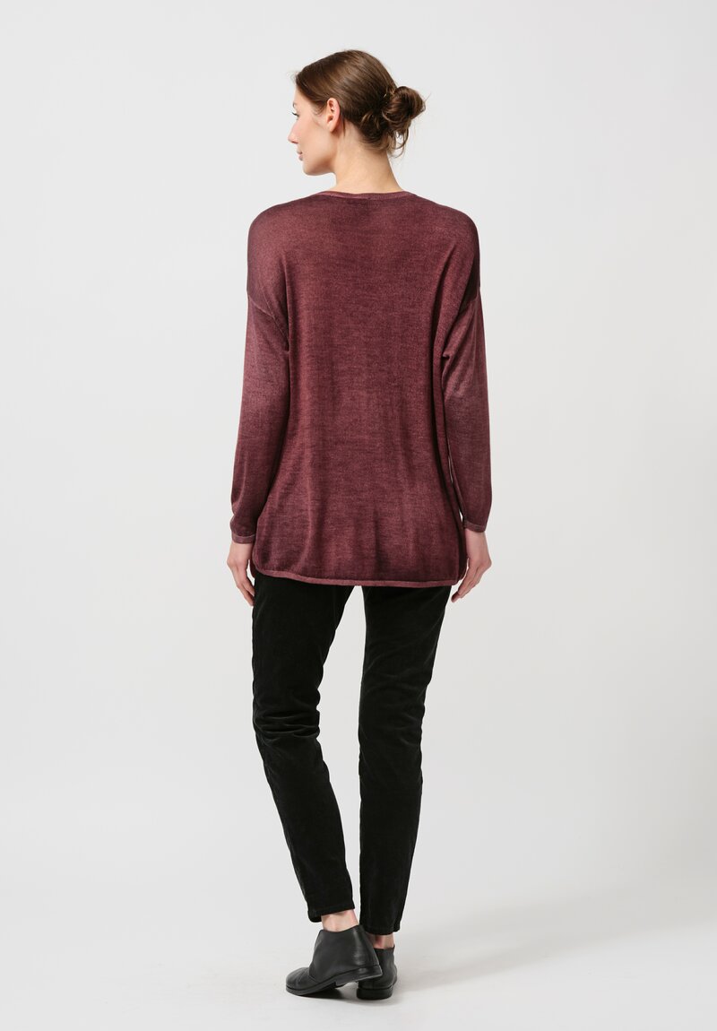 Avant Toi Cashmere & Silk Maglia Barchetta Sweater in Nero Agata Purple	