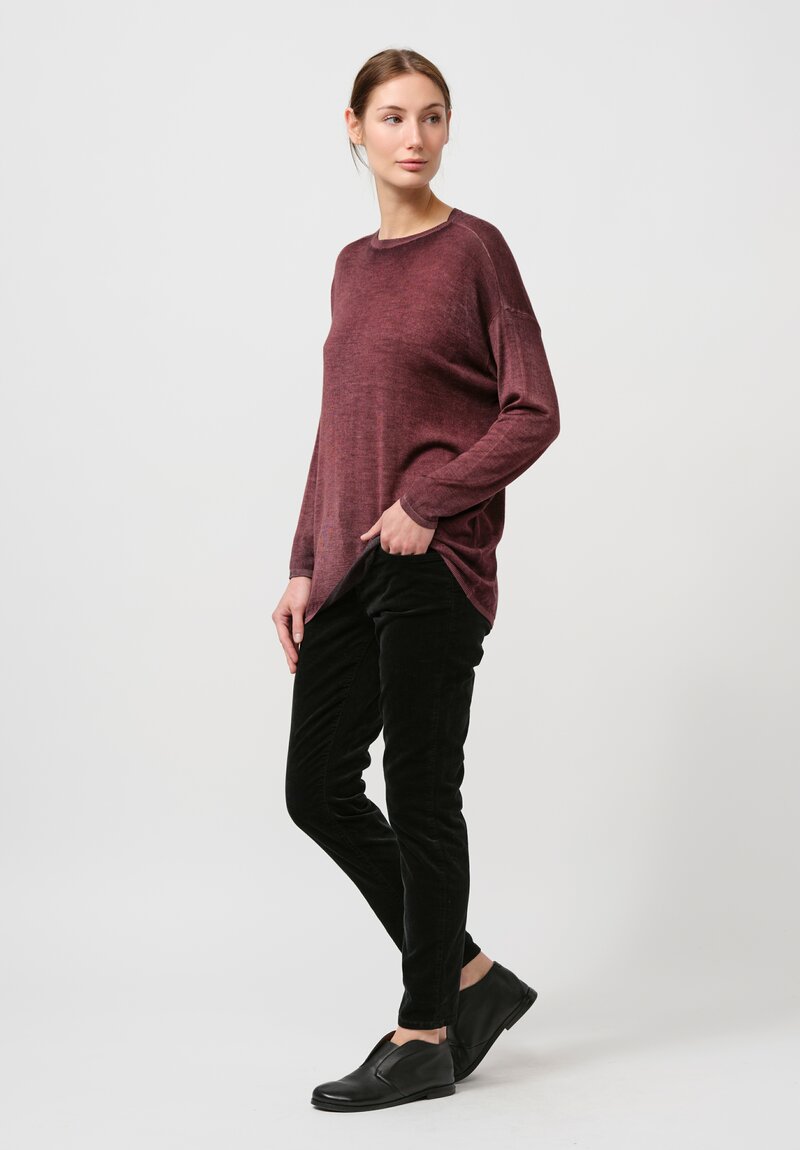 Avant Toi Cashmere & Silk Maglia Barchetta Sweater in Nero Agata Purple	