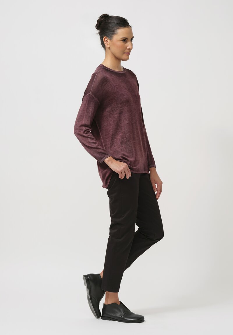 Avant Toi Cashmere & Silk Maglia Barchetta Sweater in Nero Agata Purple