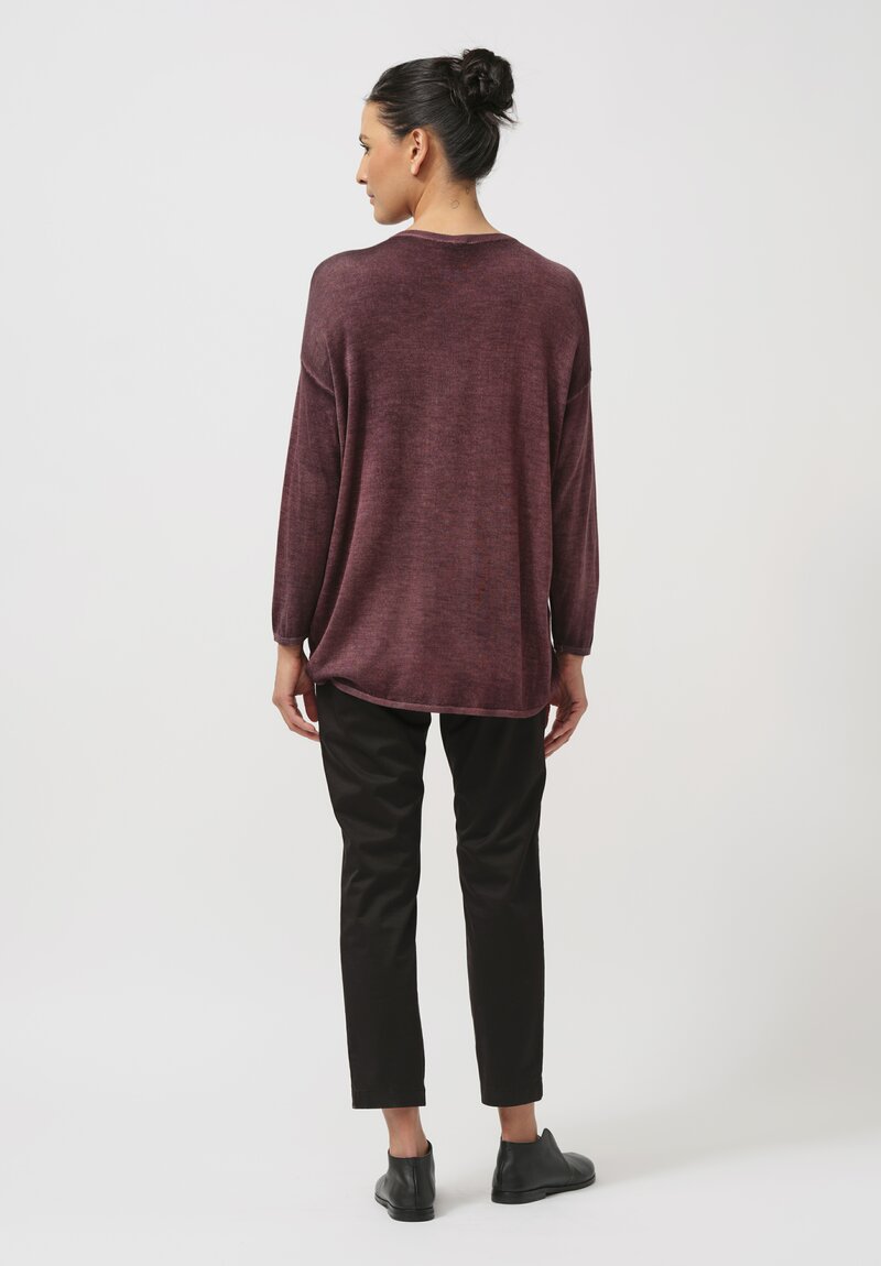 Avant Toi Cashmere & Silk Maglia Barchetta Sweater in Nero Agata Purple