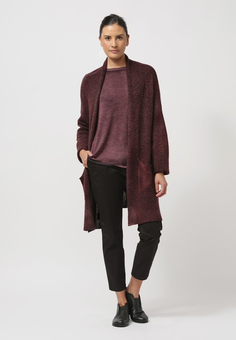 Avant Toi Cashmere & Silk Maglia Barchetta Sweater in Nero Agata Purple