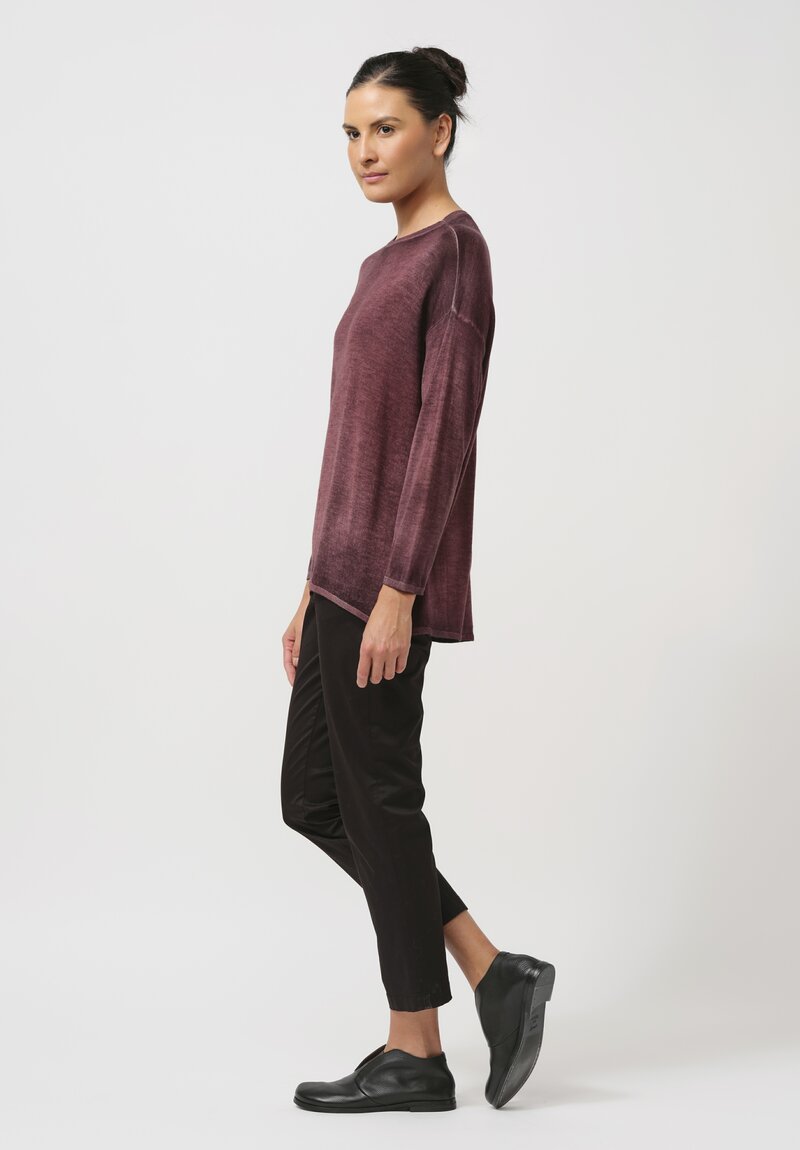 Avant Toi Cashmere & Silk Maglia Barchetta Sweater in Nero Agata Purple