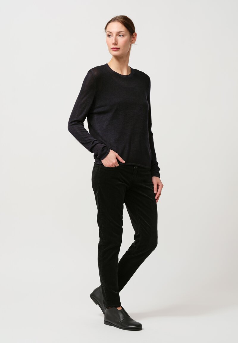 Avant Toi Cashmere & Silk Nuova Barchetta Sweater in Nero Navy Blue	