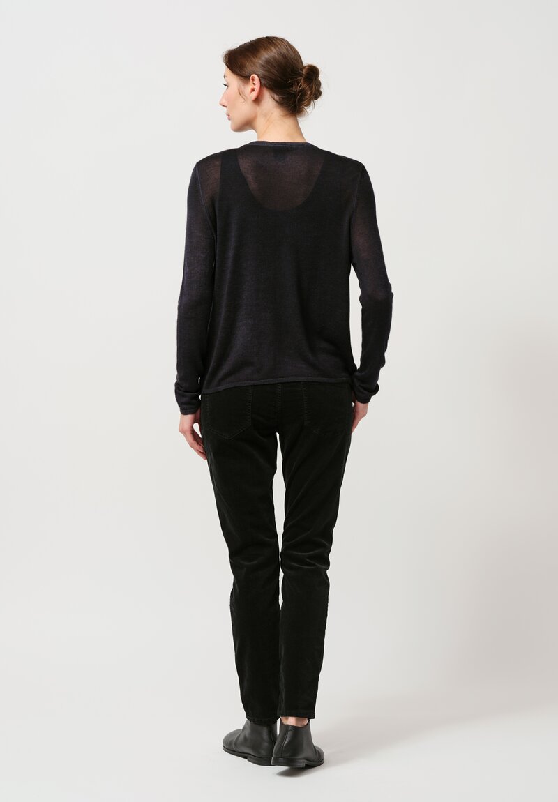 Avant Toi Cashmere & Silk Nuova Barchetta Sweater in Nero Navy Blue	