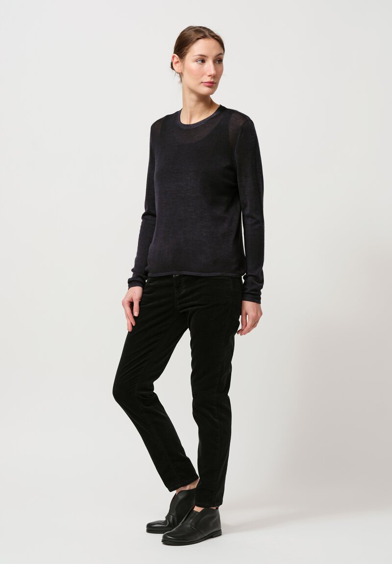 Avant Toi Cashmere & Silk Nuova Barchetta Sweater in Nero Navy Blue	