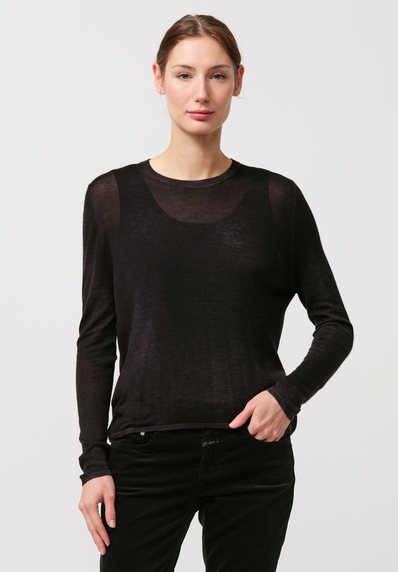 Avant Toi Cashmere & Silk Nuova Barchetta Sweater in Nero Black	