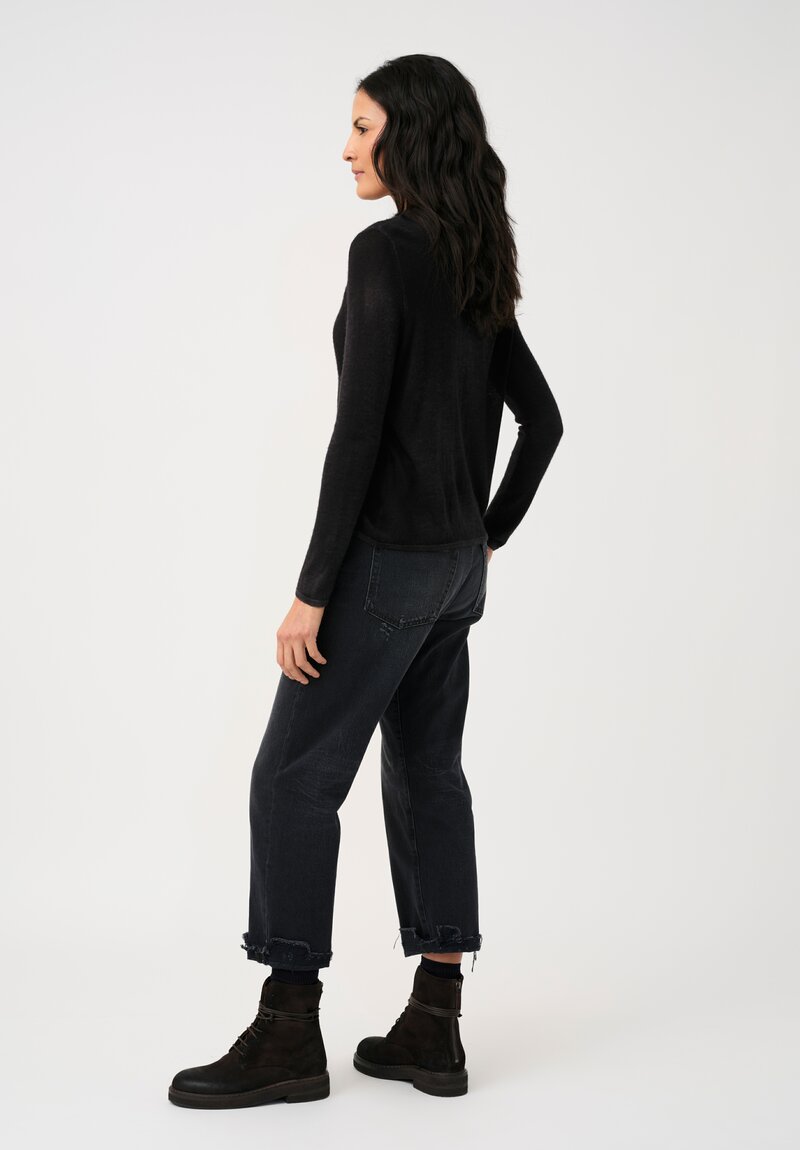 Avant Toi Cashmere & Silk Nuova Barchetta Sweater in Nero Black