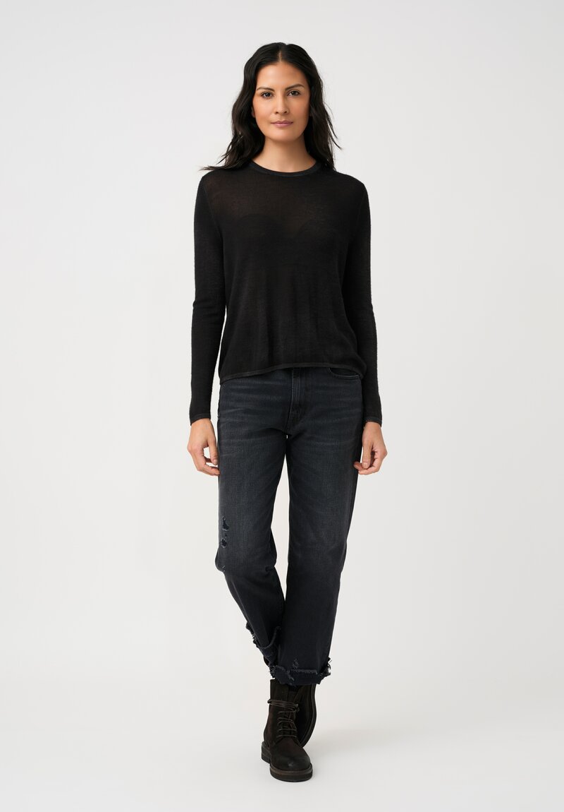 Avant Toi Cashmere & Silk Nuova Barchetta Sweater in Nero Black
