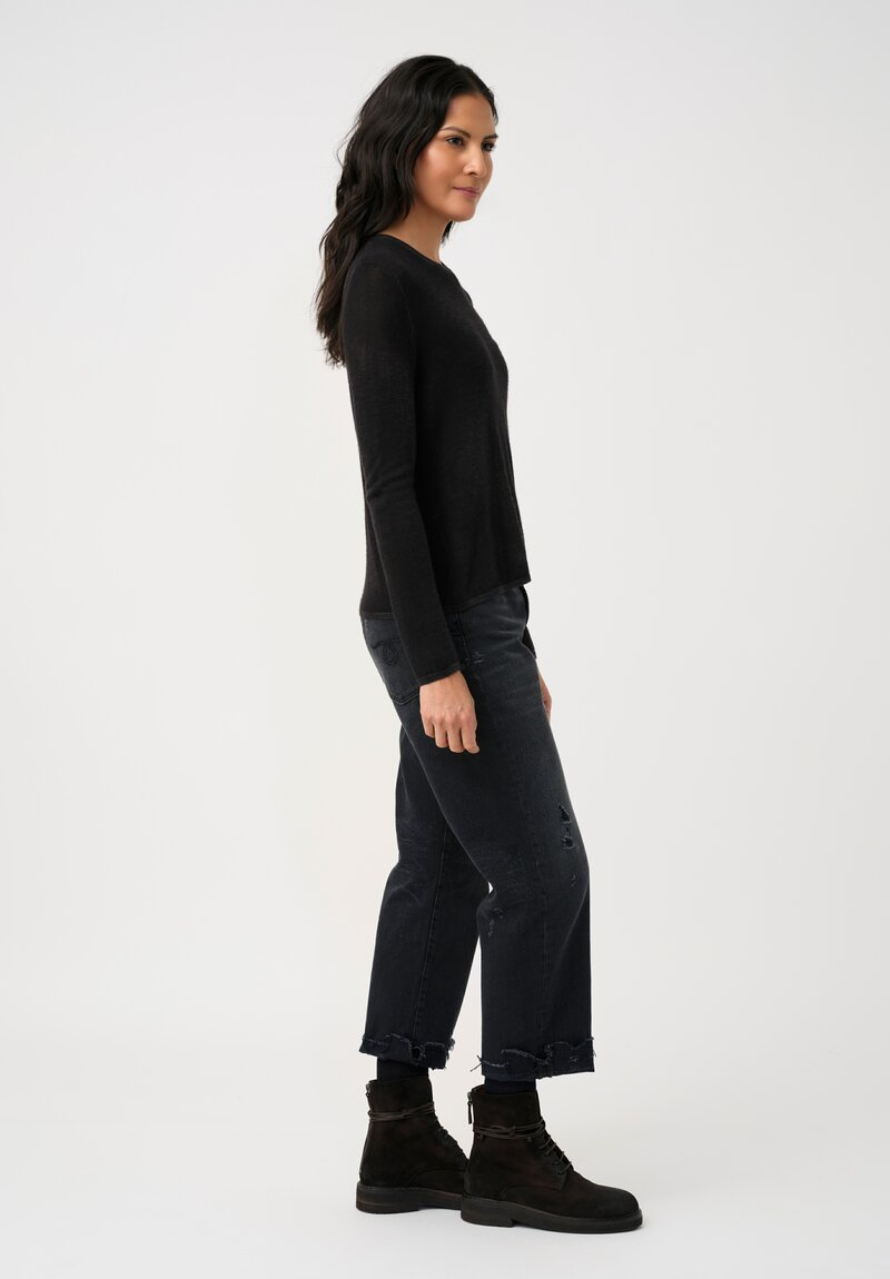 Avant Toi Cashmere & Silk Nuova Barchetta Sweater in Nero Black