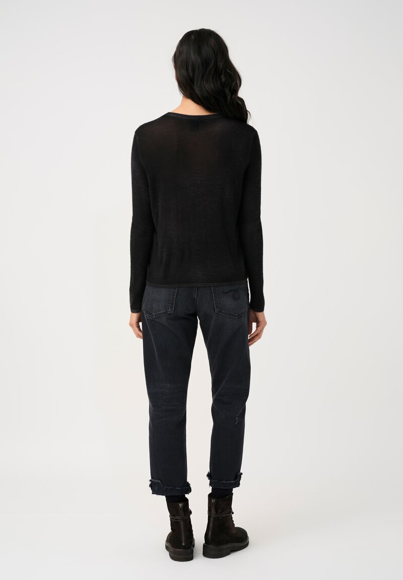 Avant Toi Cashmere & Silk Nuova Barchetta Sweater in Nero Black