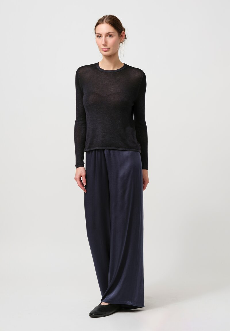 Avant Toi Silk Palazzo Pants in Nero Blue Navy	