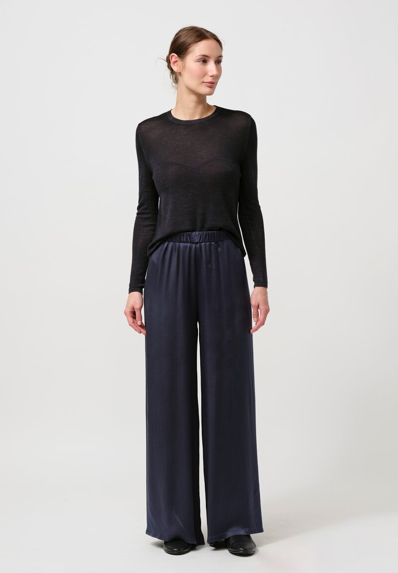 Avant Toi Silk Palazzo Pants in Nero Blue Navy	