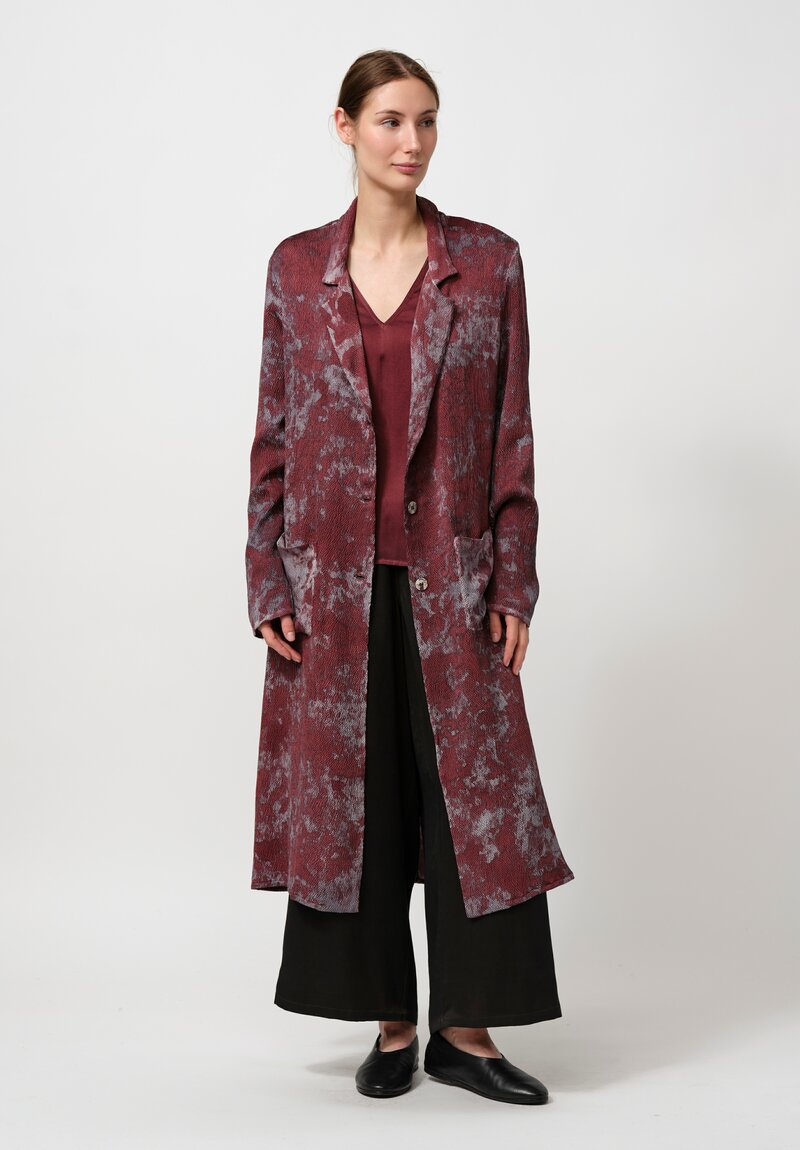 Avant Toi Puckered Silk Martellata Cardigan in Silver & Agata Purple	