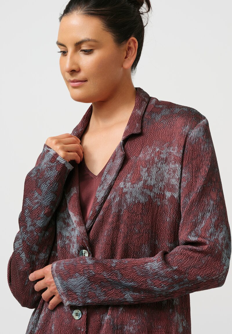 Avant Toi Puckered Silk Martellata Coat in Silver & Agata Purple