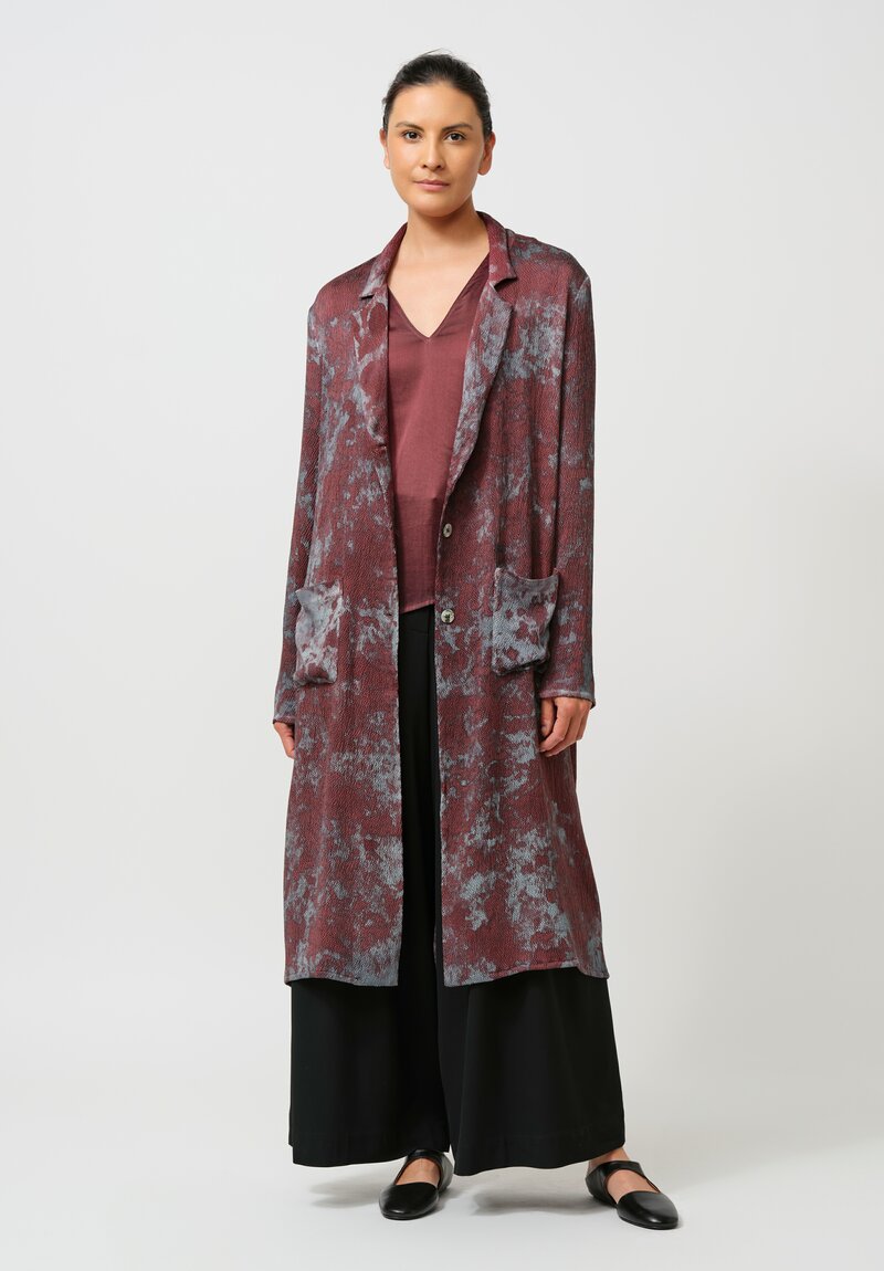 Avant Toi Puckered Silk Martellata Coat in Silver & Agata Purple