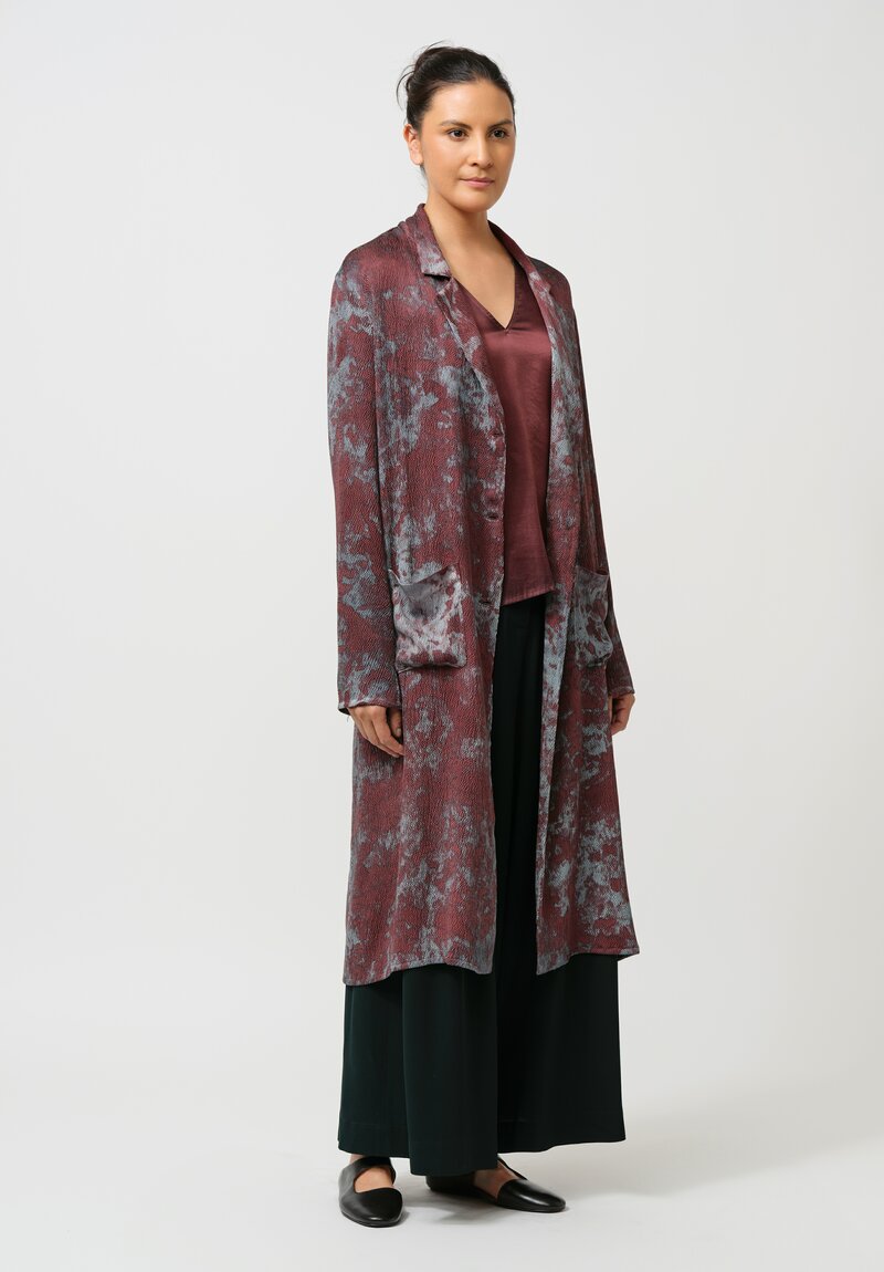 Avant Toi Puckered Silk Martellata Coat in Silver & Agata Purple