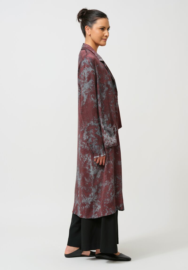 Avant Toi Puckered Silk Martellata Coat in Silver & Agata Purple
