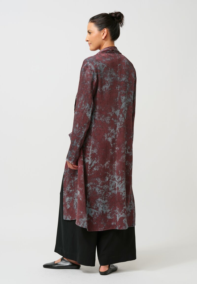 Avant Toi Puckered Silk Martellata Coat in Silver & Agata Purple