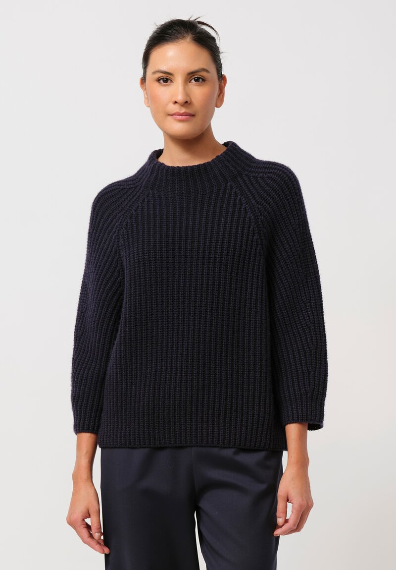 Iris Von Arnim Stonewashed Cashmere Fallou Sweater in Navy Blue	